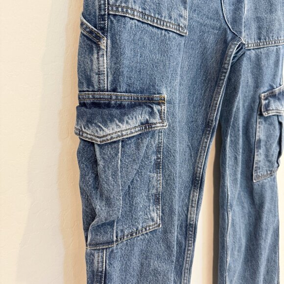 BDG Denim High Rise Skate Cargo Pocket Baggy Jeans Punk Urban Outfitters Blue 28 - Picture 7 of 12